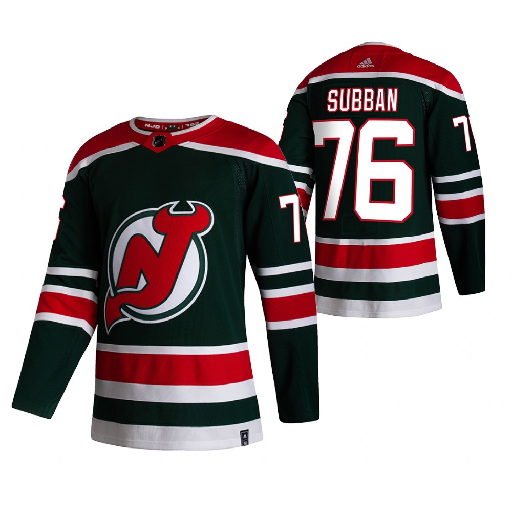 2021 Adidias New Jersey Devils #76 P.K. Subban Green Men Reverse Retro Alternate NHL Jersey